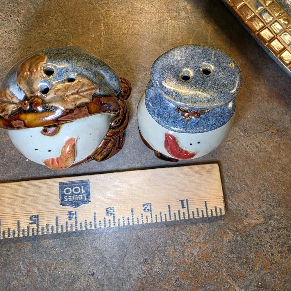 St. Nicolas Square Vtg Peace on Earth Snowman Cookie Jar, Plate,  Salt & Pepper